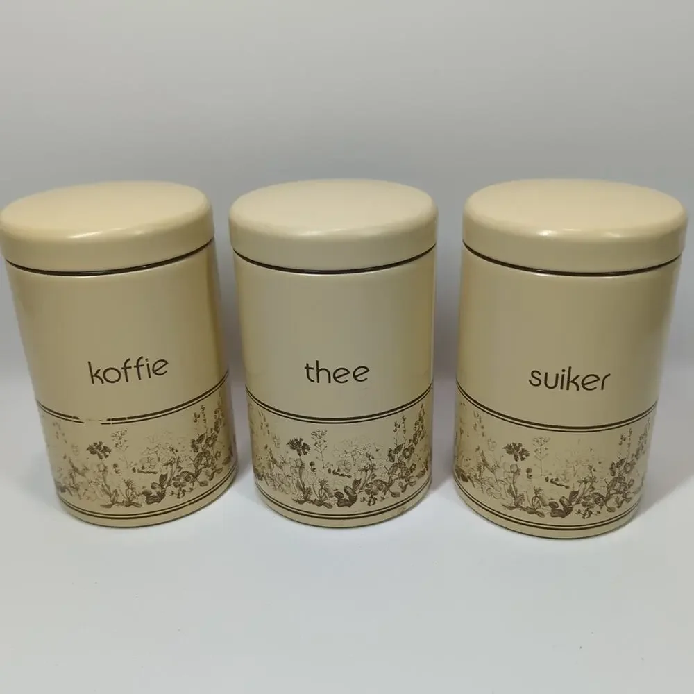 Vintage Dutch Canister Set Koffie Thee Suiker Storage Belgium with Lids